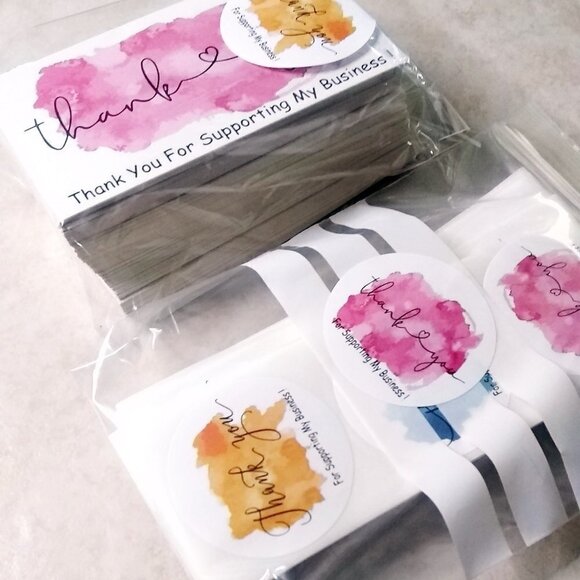 100 Colorful Thank You Cards + 100 Matching Large Stickers! Bonus for BIN! - Picture 6 of 8